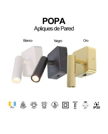 POPA * APLIQUE LECTOR 3W 3000K ORO